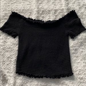 Black off the shoulder crop top